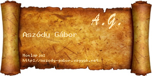 Aszódy Gábor névjegykártya